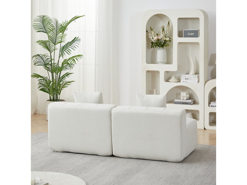 Canapé 6 places, canapé de salon, en chenille, forme incurvée, pour salon, chambre, mobilier pour espace de vie, bureau - Conforama W