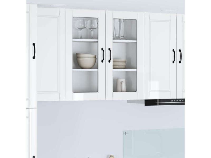 Meuble mural de cuisine, cabinet en verre mural blanc brillant 80x31x80cm shl2595 - Conforama B