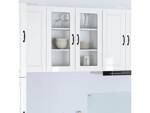 Meuble mural de cuisine, cabinet en verre mural blanc brillant 80x31x80cm shl2595