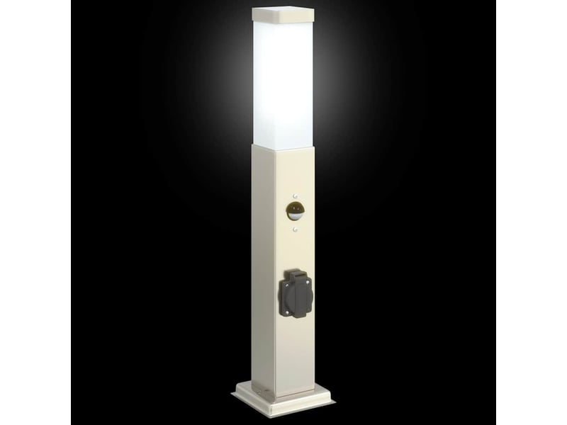  Lot de 3 borne lumineuse avec détecteur et prise 50 cm acier inoxydable ip44 shl53516  - Conforama E