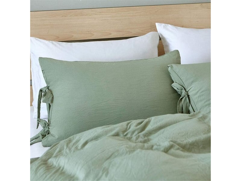  Housse de couette de couleur unie bowknot, housse de couette naturelle ultra douce, fermeture à glissière dissimulée durable- (vert double)  - Conforama D