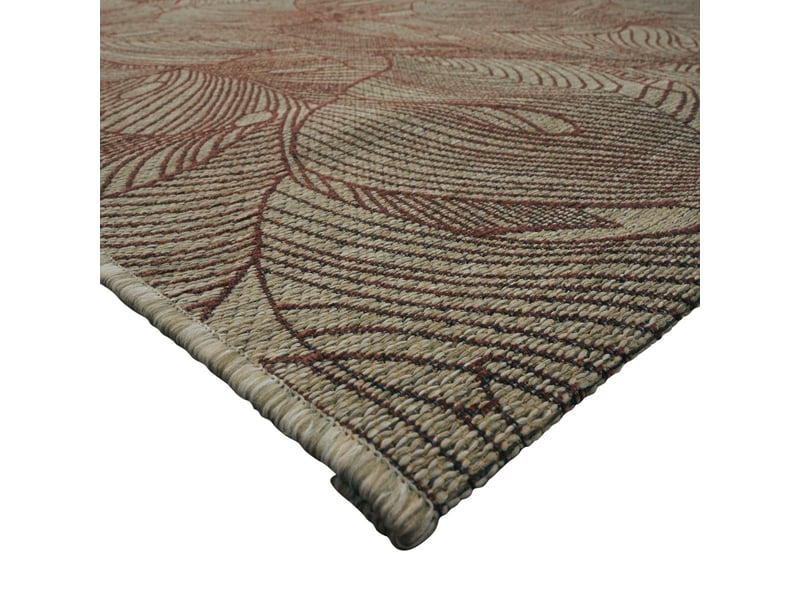  Tapis extérieur intérieur tissé beige motif feuillage 246x340  - Conforama C