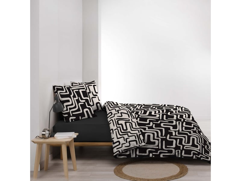 Parure de lit 3 pièces clover 260x240cm noir  - Conforama E