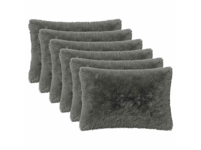  Lot de 6 coussins avec oreiller, coussins décoratifs heerlen vert clair fleece pv cf50919  - Conforama A