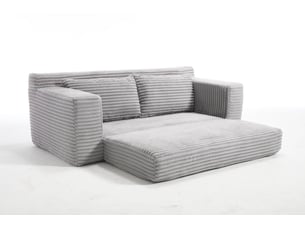 Canapé droit compressé convertible <strong>DESMIU</strong> <strong></strong> 2 places Velours côtelé gris clair