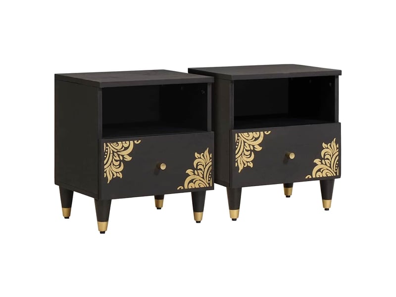  Table de chevet avec tiroir 2 pièces noir 40 x 33 x 46 cm  - Conforama B