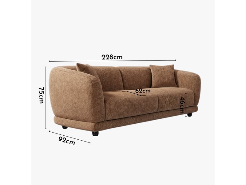  Canapé 3 places en tissu taupe foncé  - Conforama E