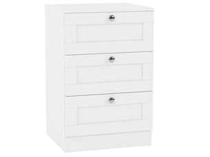 Table de chevet altino 3 tiroirs, commode de nuit, chambre, rangement, 62x40x36cm, blanc