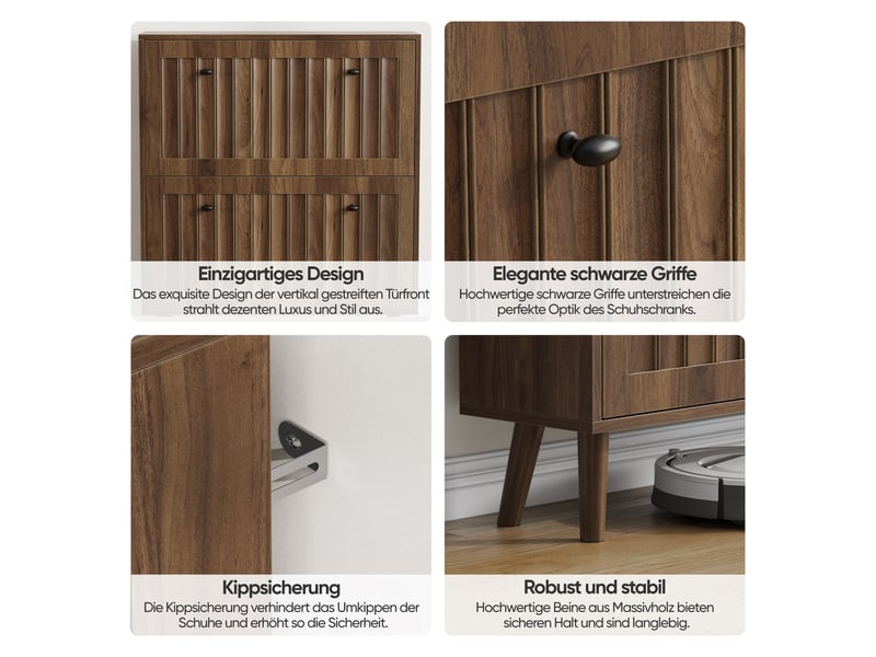 Meuble à chaussures 80x24x95 cm, armoire rangement verticale design moderne mdf couleur noyer pour entrée - Conforama D
