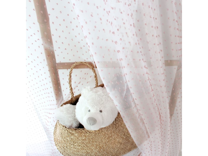  Voilages fenêtres, à œillets, blanc et vieux rose, 140x240cm, lot de 2, plumetis, collection lolita, cmadeco - blanc LOT2-H70807BCVRV140240 - Conforama R