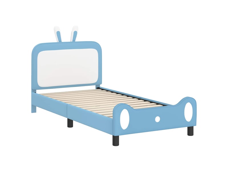 Cadre de lit pour enfants - lit jeune avec tête de lit bleu 90 x 200 cm pu  - Conforama D