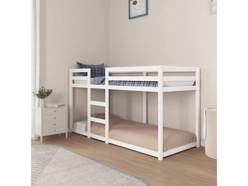  Lit simple- lit adulte -  lit superposé sans matelas blanc 80x200 cm bois de pin massif  - Conforama B