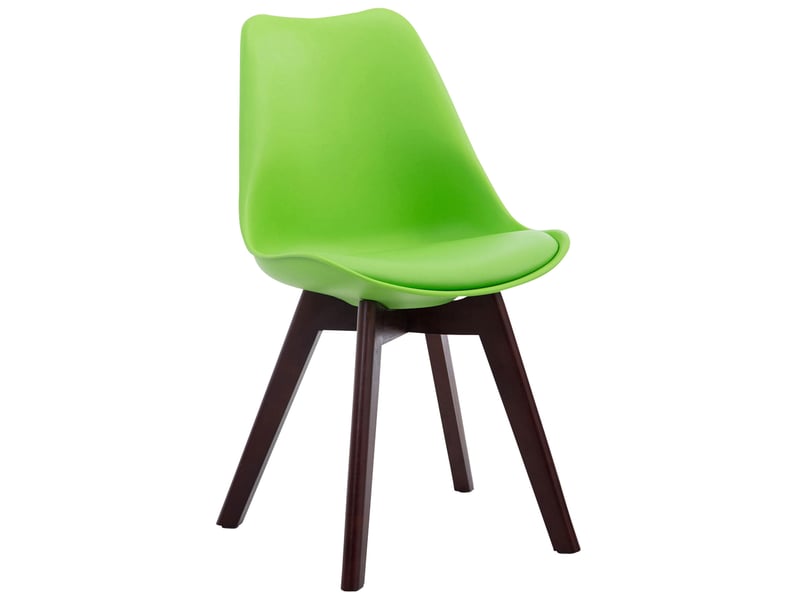  Lot de 4 chaises de salle à manger en similicuir et plastique vert et bois marron foncé style scandinave 10_0008813  - Conforama B