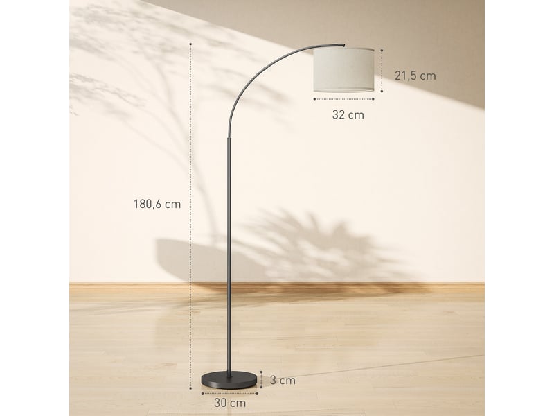  Lampadaire avec télécommande, abat-jour réglable, 11 températures de couleur et 11 niveaux de luminosité, minuterie, noir  - Conforama E