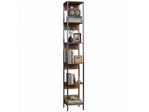 Bibliothèque verticale gain de place, 6 étagères, 29,5 x 30 x 185 cm, marron