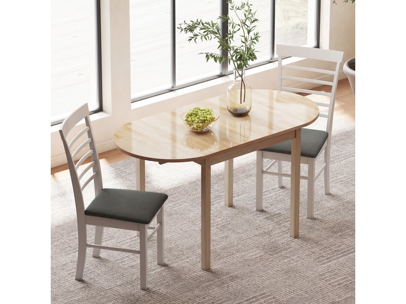  Table de salle à manger pliante ovale en bois massif 2 abattants peu encombrante 140l x 70l x 75h cm  - Conforama C
