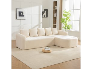 Canapé modulaire en chenille convertible 3 places beige - sans assemblage, base antidérapante