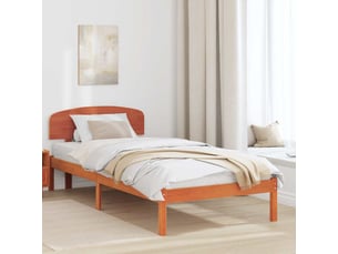 Lit adulte, lit simple, cadre de lit avec tête de lit brun 90x190cm pin massif cf2494