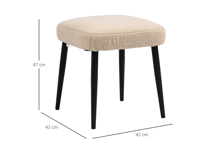  Repose-pied carré 42x42x47 cm – beige – revêtement effet cachemire, pieds en acier  - Conforama C
