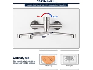 Robinet mural cuisine pivotant 360° – pour évier de cuisine