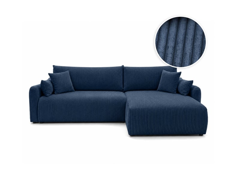  Apoline - canapé d'angle réversible convertible 4 places avec coffre en velours côtelé  - Conforama A