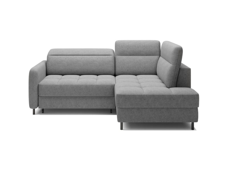  Canapé d'angle droit convertible barnea 208 cm gris chiné avec rangement  - Conforama A