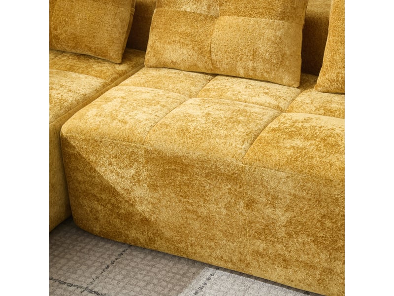 Canapé d'angle 258 cm avec porte-gobelets, 3 coussins, assise profonde confortable - Conforama E