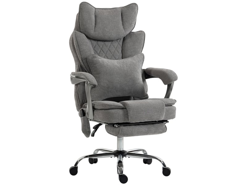  Fauteuil de massage - fauteuil de bureau avec fonction massage et chauffage, supportant jusqu'à 180 kg, réglable, aspect lin, gris  - Conforama A