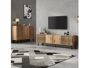 Meuble tv coloris bois clair 150 cm <strong>HOMVRA</strong>  <strong></strong>
