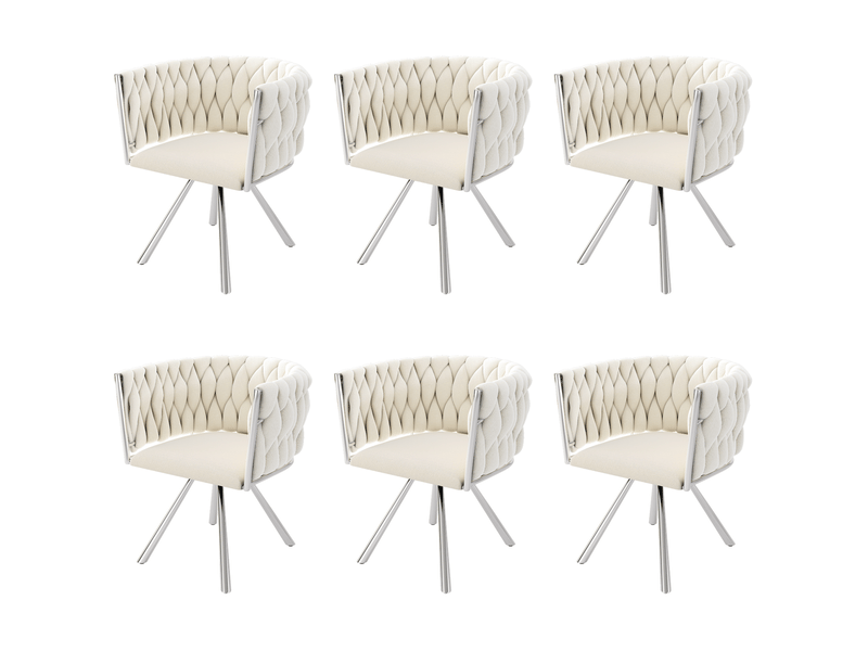  Chaise de salle à manger lot de 6 59x54x72 cm pivotante velours beige et argenté  - Conforama A