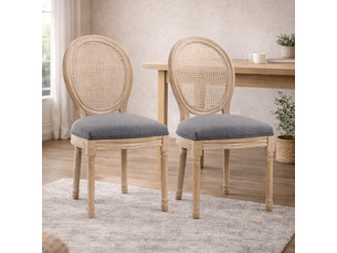 Lot de 2 chaises médaillon – style louis xvi – dossier cannage