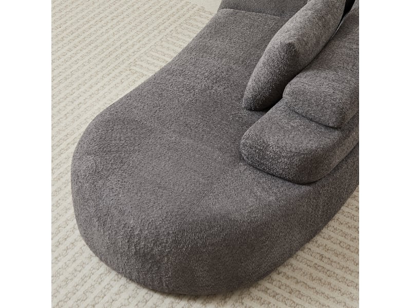  Canapé modulaire 3 places 306x103 cm – gris anthracite – forme incurvée, 3 éléments en chenille entièrement arrondi  - Conforama D