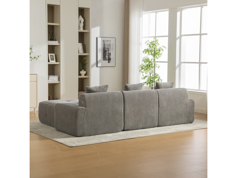  Canapé modulable en chenille 3 places gris - mousse 30d haute élasticité et sans montage  - Conforama D