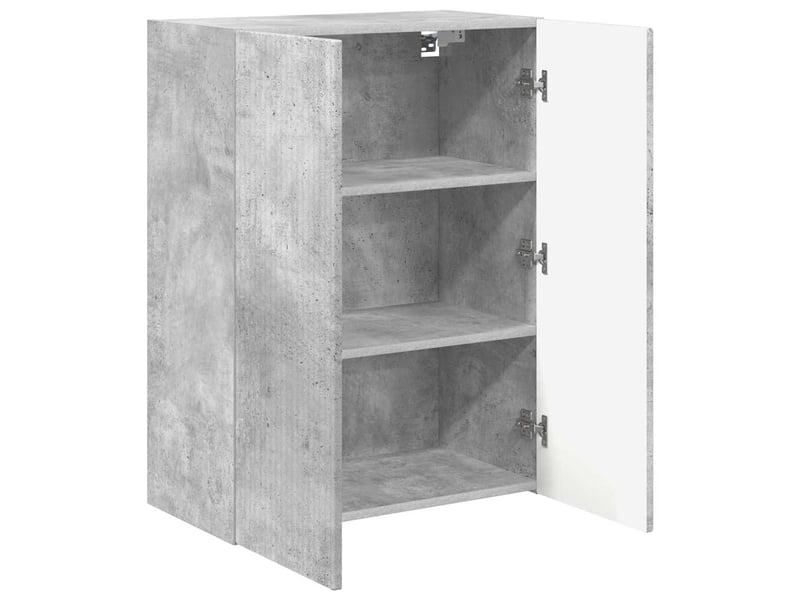  Meuble tv - banc tv - meuble de rangement mural 59,5 x 31 x 80 cm gris béton bois d'ingénierie  - Conforama E