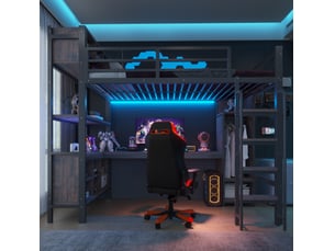Lit mezzanine 90x200 cm <strong>MODFU</strong> <strong></strong> coloris noir