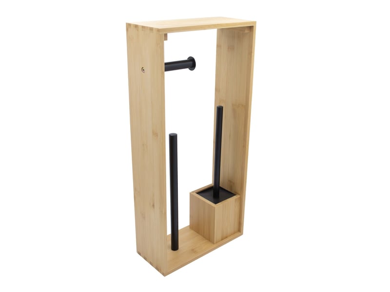 Porte-papier toilette brosse bambou couleur noir 26,5 x 12 x 56,5 cm 50805 - Conforama A