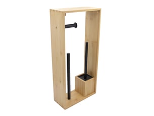 Porte-papier toilette brosse bambou couleur noir 26,5 x 12 x 56,5 cm