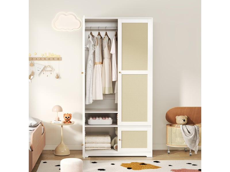  Armoire blanche au design géométrique 110 x 24 x 100 cm  - Conforama B