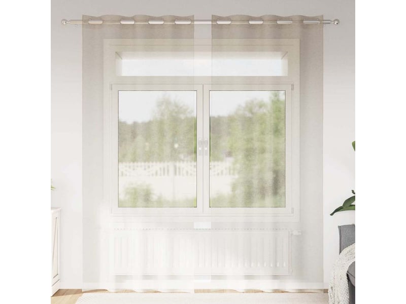  Lot de 2 rideaux en voile, voilage couleur sable 225 x 140 cm polyester cf43885  - Conforama B