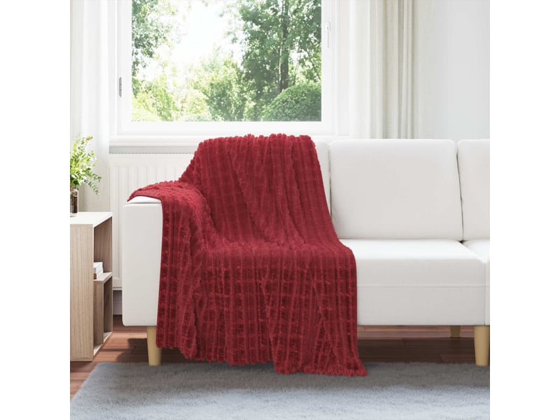  Couverture jetée de canapé rouge bordeaux 150x130 cm 0.5 kg toison  - Conforama B