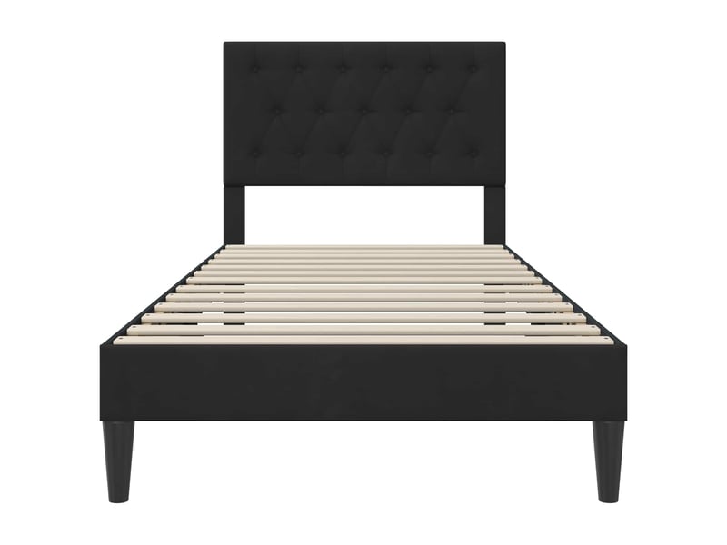  Lit simple- lit adulte -  cadre de lit avec tête de lit noir 100 x 200 cm velours  - Conforama C