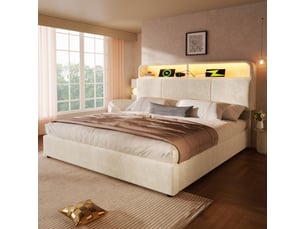 Lit coffre 180x200 cm coloris beige