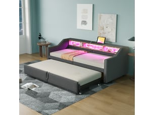 Lit banquette 180x200 cm coloris gris