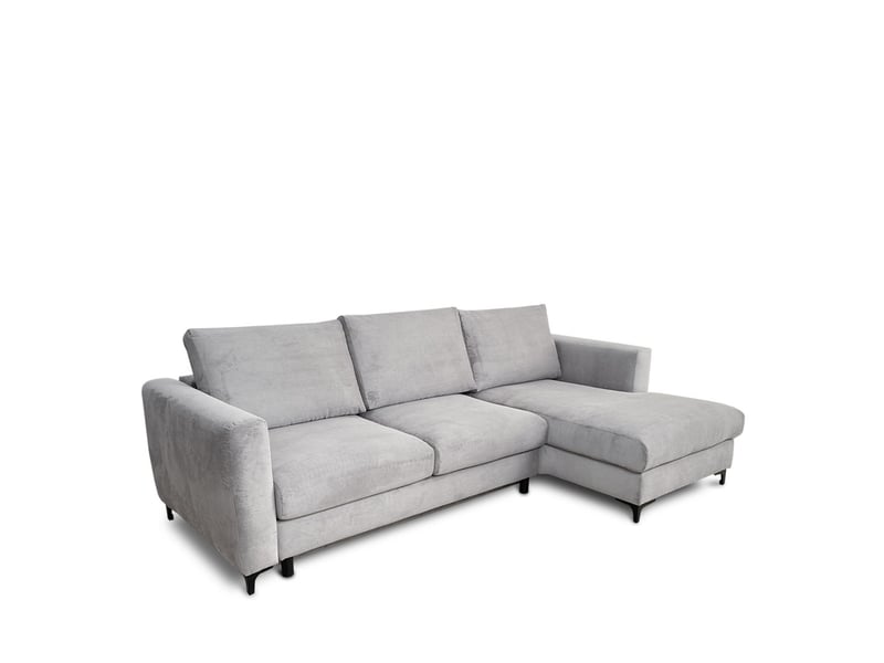 Canapé d'angle droit convertible - 4 places - velours côtelé - fiesole - gris clair 3CA52.CA.4AC.D.02 - Conforama E