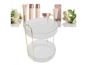 Organiseur de maquillage à 2 niveaux, rotation à 360 degrés, gain de place, organiseur de comptoir pour cosmétiques pour chambre, salle de bai