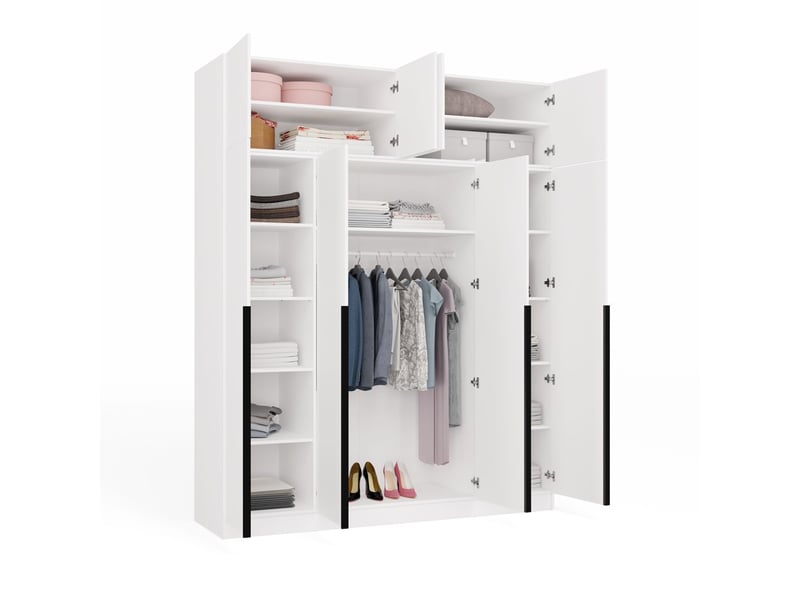  Senso 4d - armoire haute avec rehausse - portes, étagères - 200x250x56,5 cm - blanc  - Conforama D