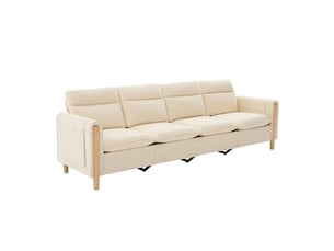 Canapé d'angle panoramique fixe <strong>STILVORA</strong> <strong></strong> 4 places Tissu beige avec coffre de rangement