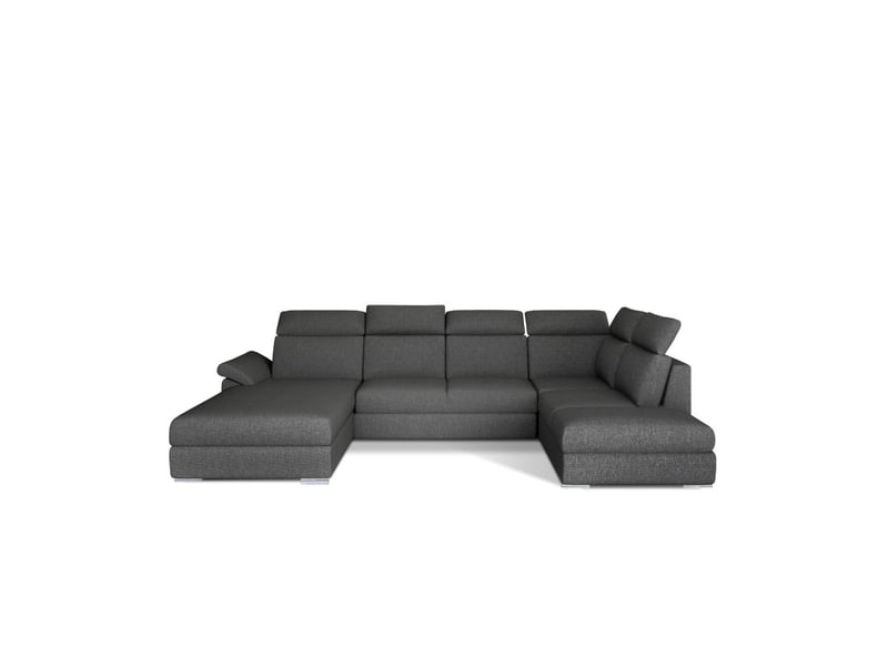 Canapé panoramique convertible majesta 5 places gris foncé – angle gauche – version 2 - Conforama A