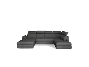 Canapé d'angle gauche fixe MEUBLORAMA  5 places Polyester gris