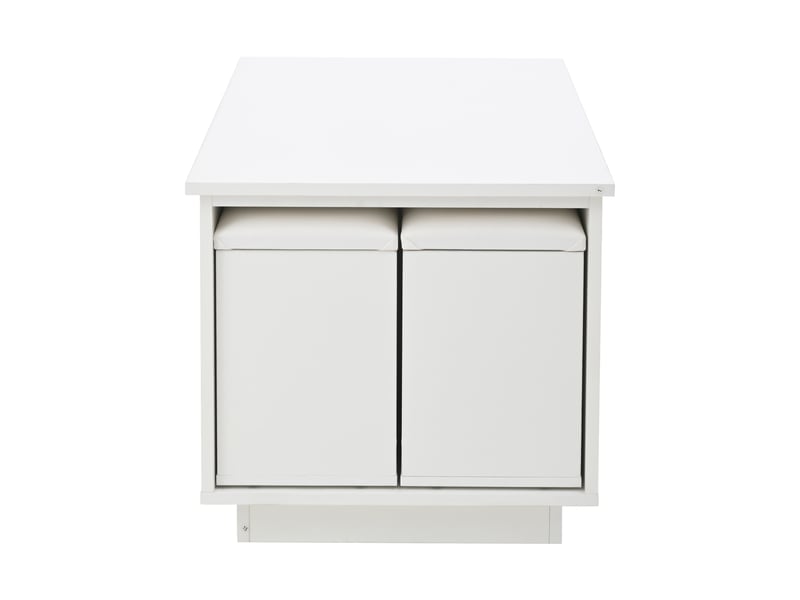  Table basse relevable led avec 2 tiroirs et 2 tabourets pour salon 100×50×45 cm en panneaux de particules blanc  - Conforama D